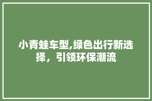 小青蛙车型,绿色出行新选择，引领环保潮流
