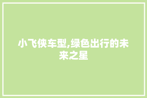 小飞侠车型,绿色出行的未来之星