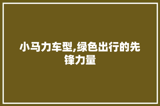 小马力车型,绿色出行的先锋力量