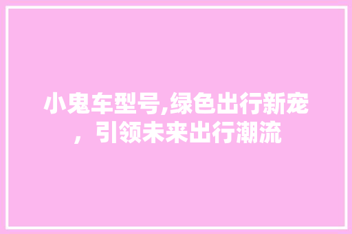 小鬼车型号,绿色出行新宠，引领未来出行潮流