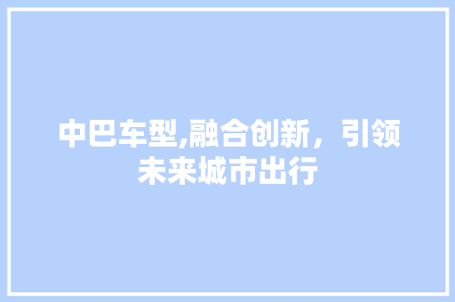 中巴车型,融合创新，引领未来城市出行