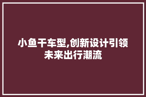 小鱼干车型,创新设计引领未来出行潮流