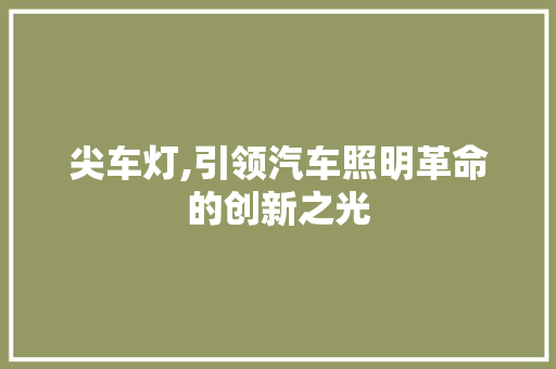 尖车灯,引领汽车照明革命的创新之光