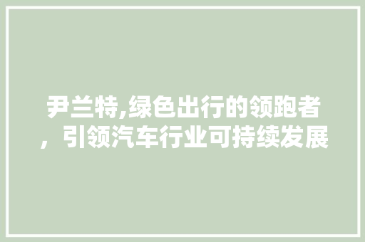 尹兰特,绿色出行的领跑者，引领汽车行业可持续发展新风尚
