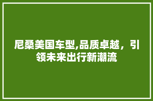 尼桑美国车型,品质卓越，引领未来出行新潮流