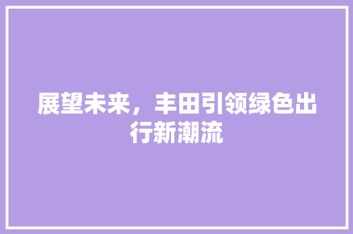 展望未来，丰田引领绿色出行新潮流
