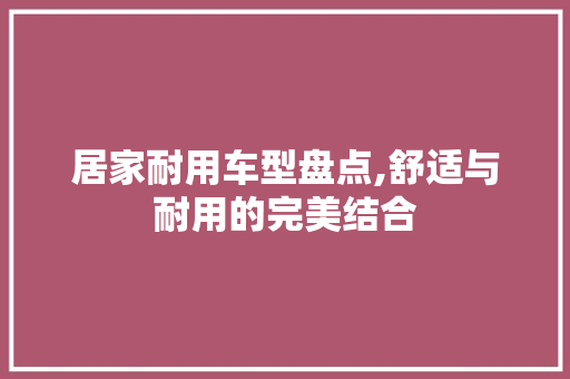 居家耐用车型盘点,舒适与耐用的完美结合