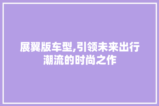 展翼版车型,引领未来出行潮流的时尚之作 新能源汽车