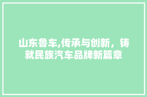 山东鲁车,传承与创新，铸就民族汽车品牌新篇章