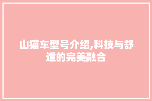 山猫车型号介绍,科技与舒适的完美融合