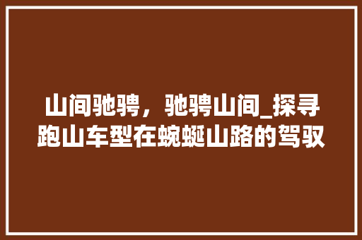 山间驰骋，驰骋山间_探寻跑山车型在蜿蜒山路的驾驭艺术