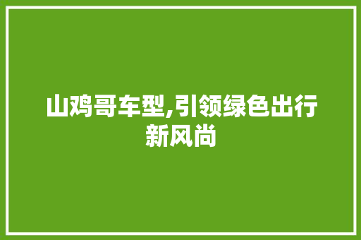 山鸡哥车型,引领绿色出行新风尚