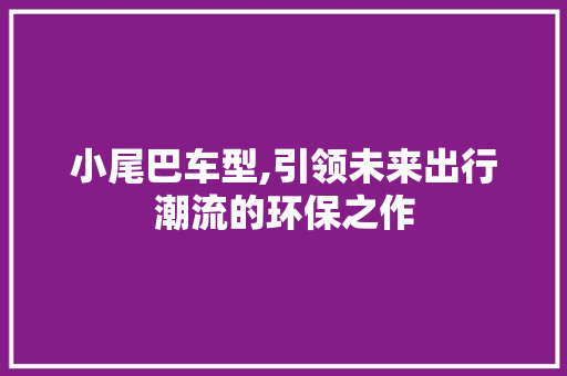 小尾巴车型,引领未来出行潮流的环保之作