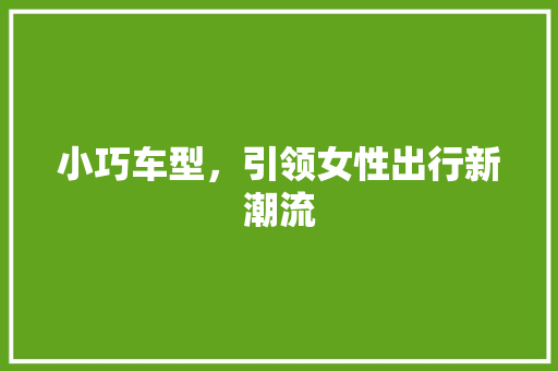 小巧车型，引领女性出行新潮流