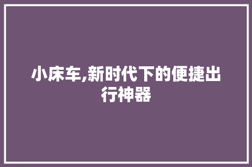 小床车,新时代下的便捷出行神器