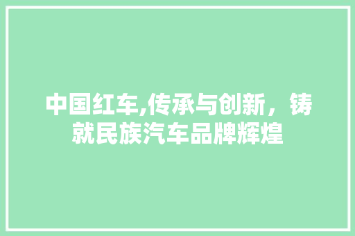 中国红车,传承与创新，铸就民族汽车品牌辉煌