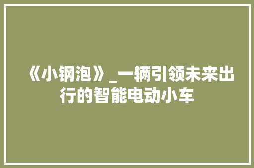 《小钢泡》_一辆引领未来出行的智能电动小车