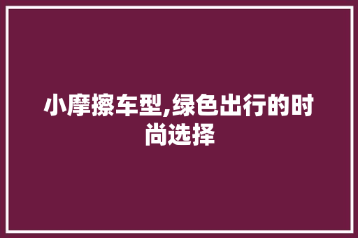 小摩擦车型,绿色出行的时尚选择