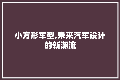 小方形车型,未来汽车设计的新潮流