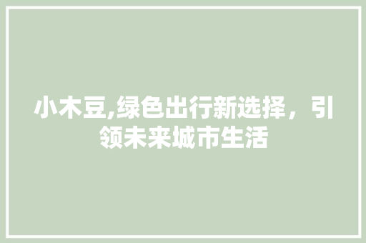 小木豆,绿色出行新选择，引领未来城市生活 新款车型