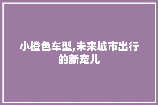 小橙色车型,未来城市出行的新宠儿