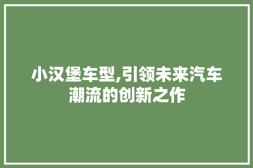 小汉堡车型,引领未来汽车潮流的创新之作 底盘配件