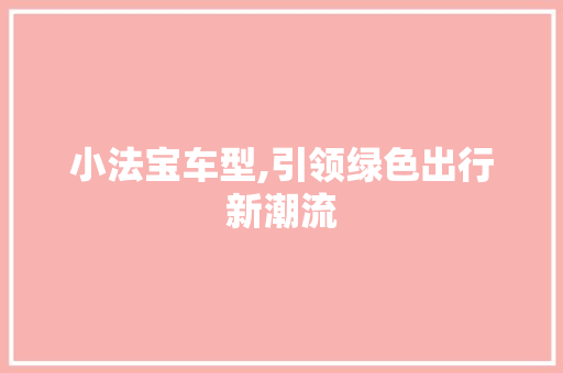 小法宝车型,引领绿色出行新潮流