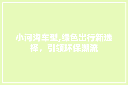 小河沟车型,绿色出行新选择，引领环保潮流