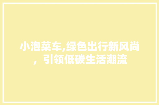 小泡菜车,绿色出行新风尚，引领低碳生活潮流