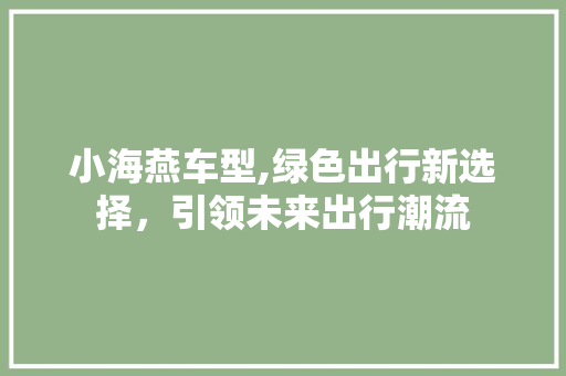 小海燕车型,绿色出行新选择，引领未来出行潮流