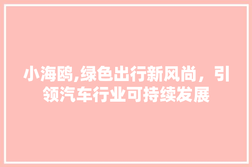 小海鸥,绿色出行新风尚，引领汽车行业可持续发展