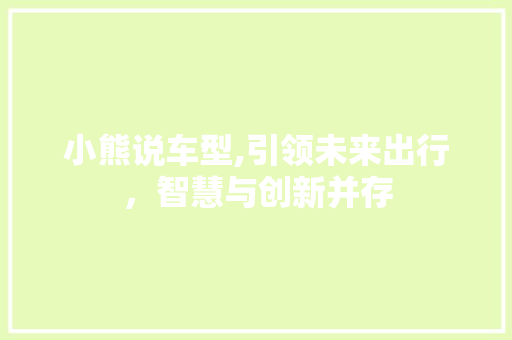 小熊说车型,引领未来出行，智慧与创新并存 蓄电池配件