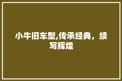 小牛旧车型,传承经典，续写辉煌