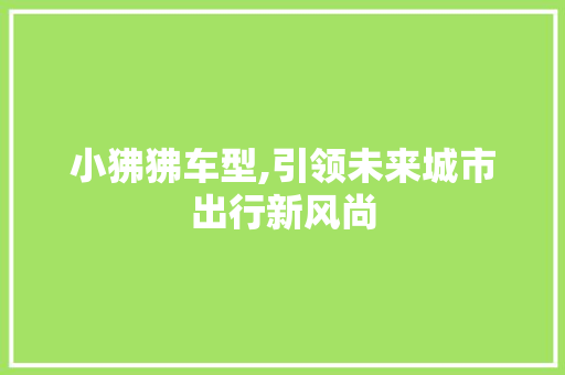 小狒狒车型,引领未来城市出行新风尚