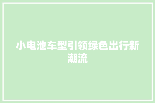 小电池车型引领绿色出行新潮流