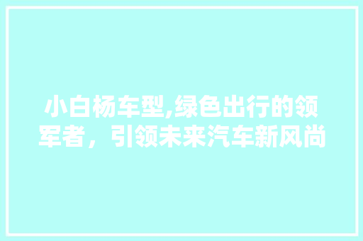 小白杨车型,绿色出行的领军者，引领未来汽车新风尚