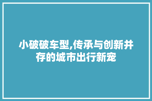 小破破车型,传承与创新并存的城市出行新宠
