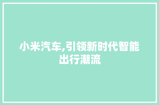 小米汽车,引领新时代智能出行潮流