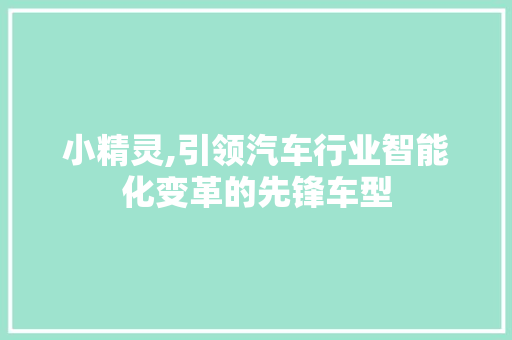 小精灵,引领汽车行业智能化变革的先锋车型
