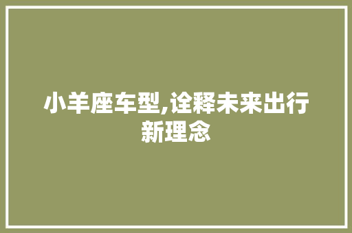 小羊座车型,诠释未来出行新理念