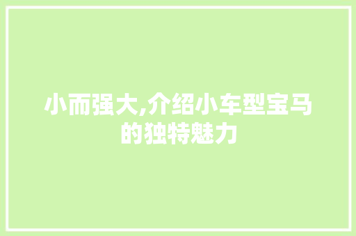 小而强大,介绍小车型宝马的独特魅力