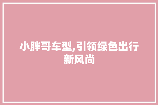 小胖哥车型,引领绿色出行新风尚