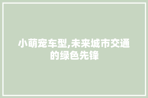 小萌宠车型,未来城市交通的绿色先锋