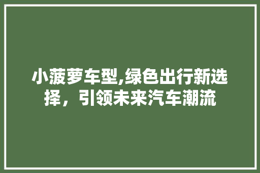 小菠萝车型,绿色出行新选择，引领未来汽车潮流