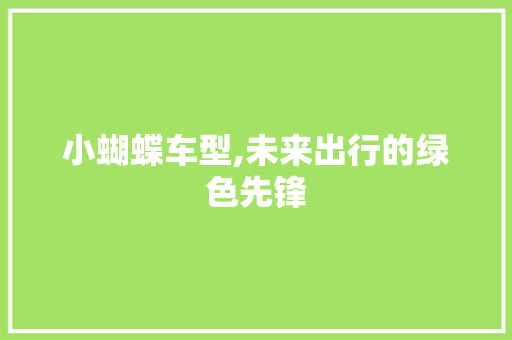 小蝴蝶车型,未来出行的绿色先锋