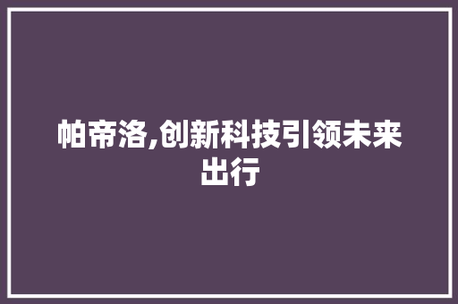 帕帝洛,创新科技引领未来出行 变速箱配件