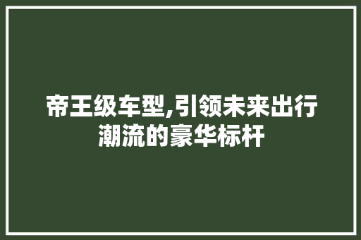 帝王级车型,引领未来出行潮流的豪华标杆