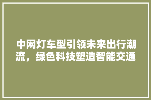 中网灯车型引领未来出行潮流，绿色科技塑造智能交通新格局