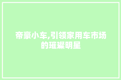帝豪小车,引领家用车市场的璀璨明星 变速箱配件