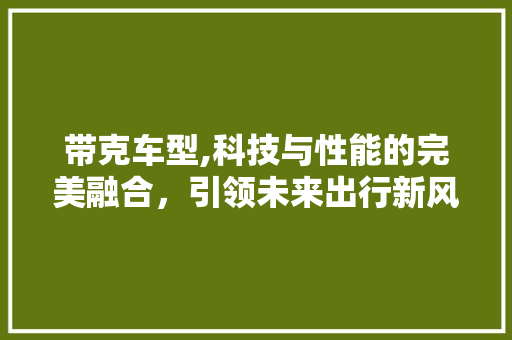带克车型,科技与性能的完美融合，引领未来出行新风尚